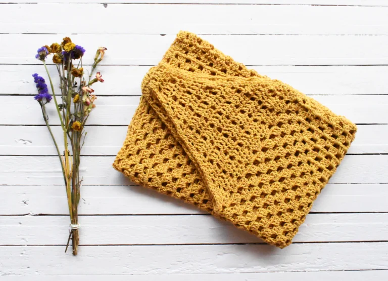 Traditional crochet scarf texture in warm yarn
